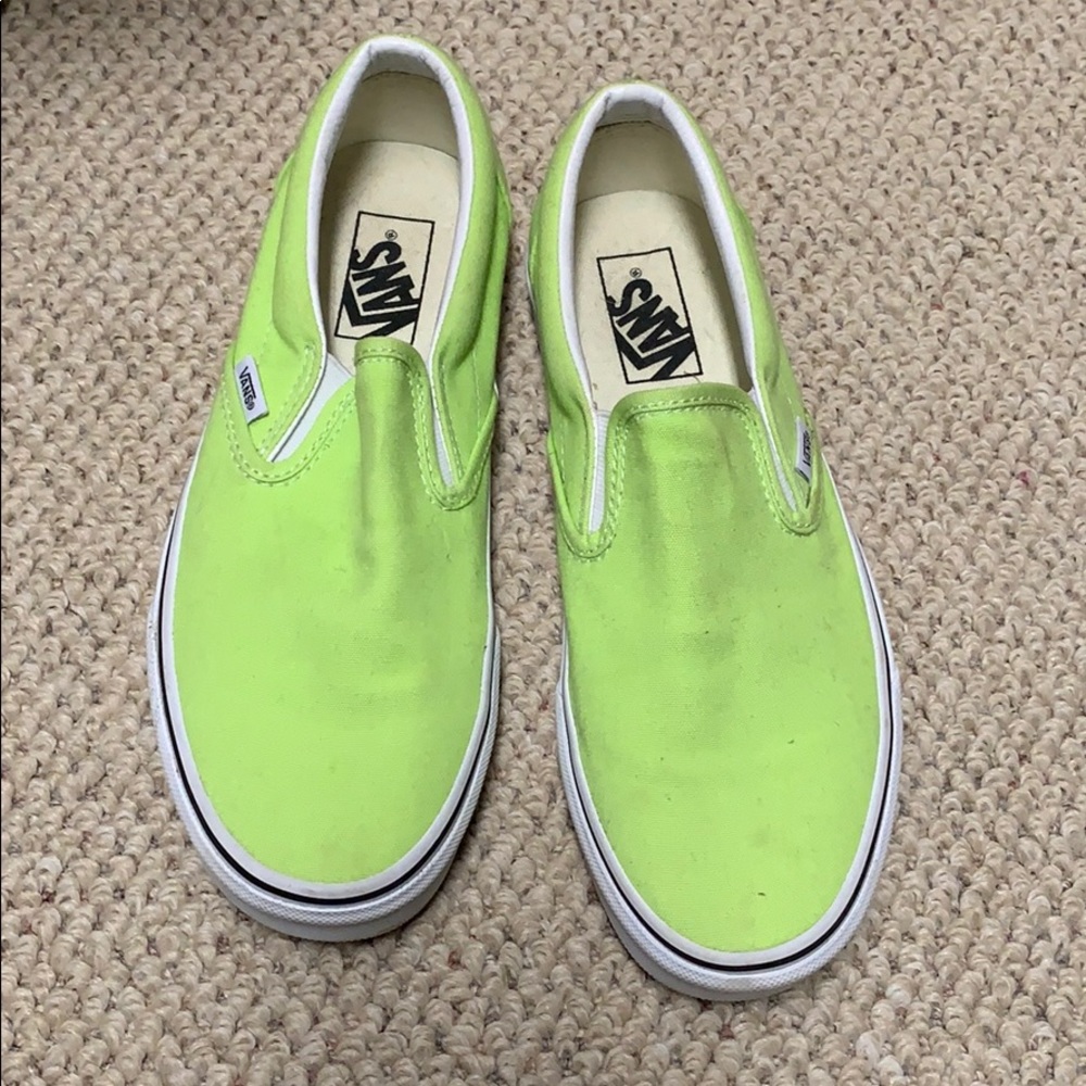Size 8.5 WORN ONCE neon green vans